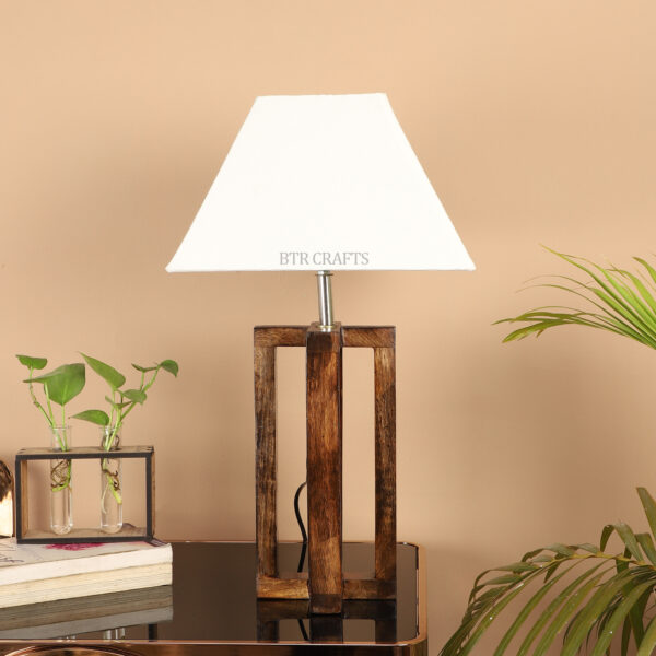 Natural Wood Cross Table Lamp Suitable For Bedroom Office And Living Room, Pack Of 1(Complete Set) - Image 2