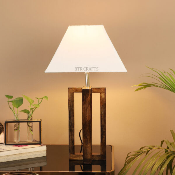 Natural Wood Cross Table Lamp Suitable For Bedroom Office And Living Room, Pack Of 1(Complete Set) - Image 3