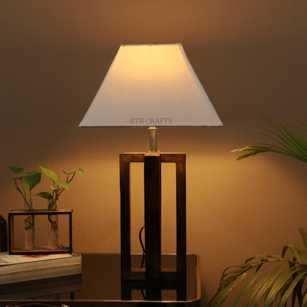 Natural Wood Cross Table Lamp Suitable For Bedroom Office And Living Room, Pack Of 1(Complete Set)