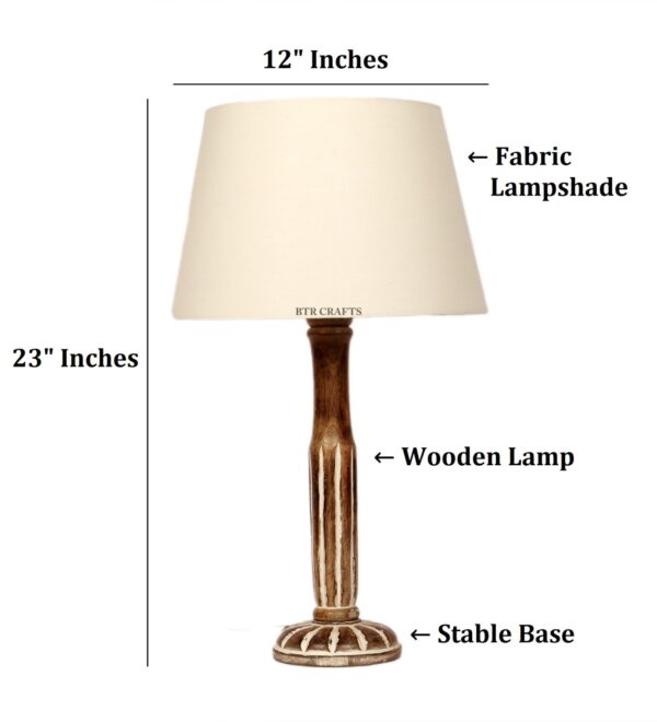 Vintage Wooden Table Lamp Suitable For Bedroom Office And Living Room, Pack Of 1(Complete Set) - Image 7