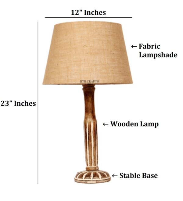 Vintage Wooden Table Lamp Suitable For Bedroom Office And Living Room, Pack Of 1(Complete Set) - Image 5