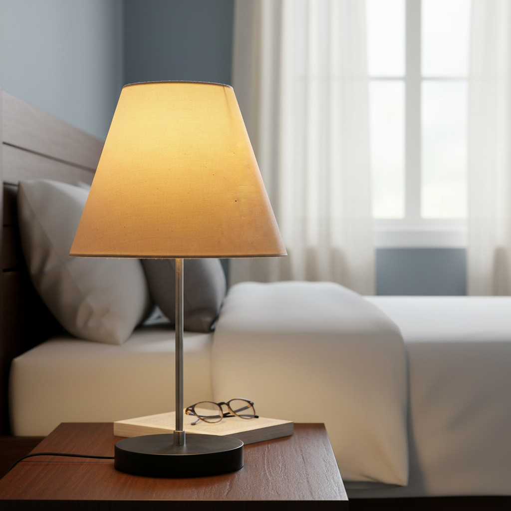 Minimalist Desk Lamp with Black Round Base – Soft Warm Lighting for Living Room & Study, Pack Of 1(White) - Image 5