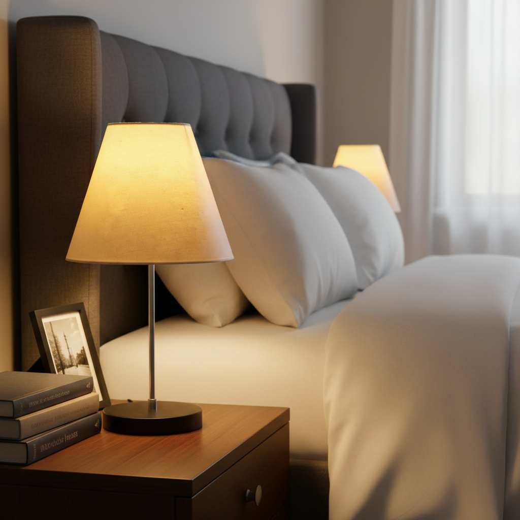 Minimalist Desk Lamp with Black Round Base – Soft Warm Lighting for Living Room & Study, Pack Of 1(White) - Image 3