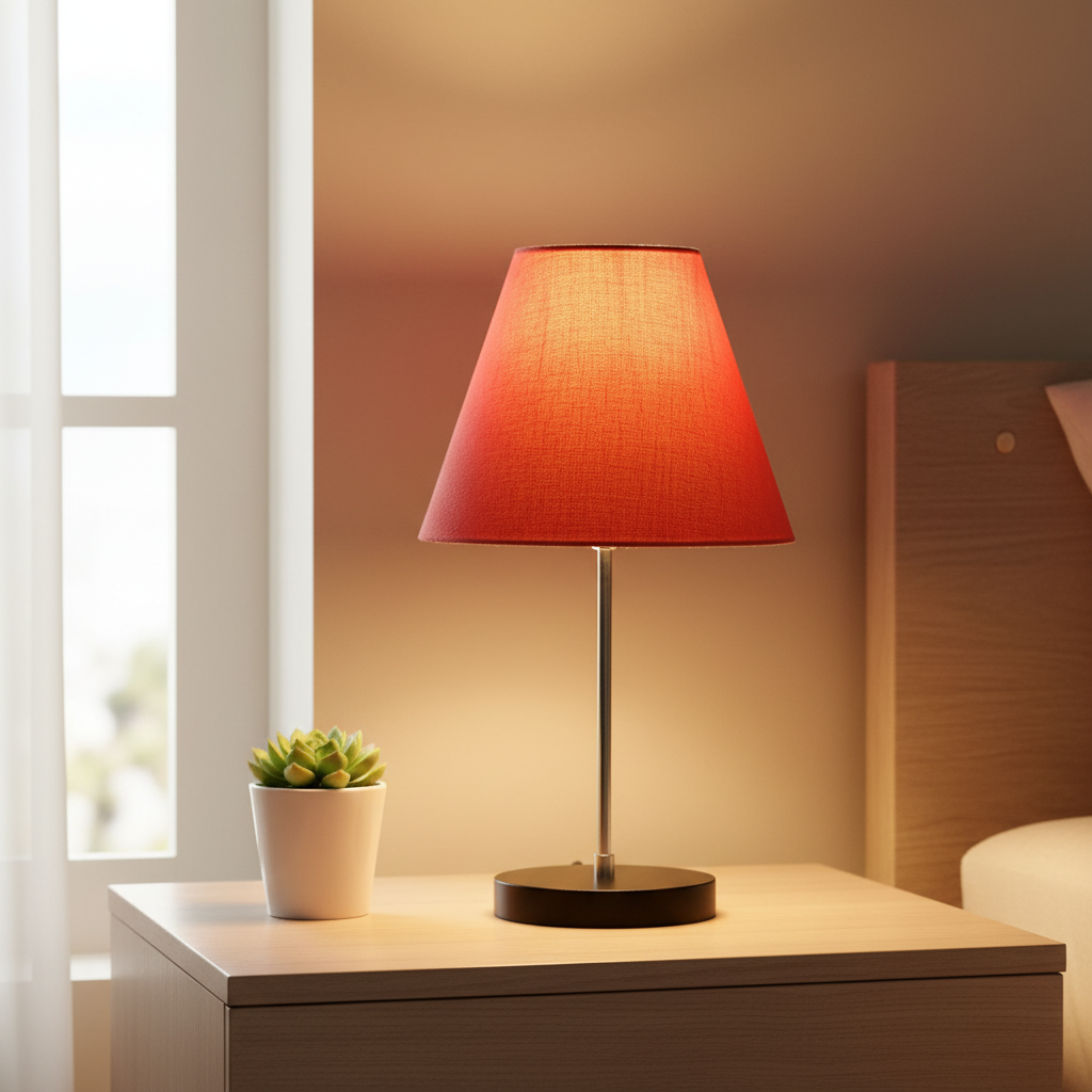 Minimalist Desk Lamp with Black Round Base – Soft Warm Lighting for Living Room & Study, Pack Of 1(Orange) - Image 3