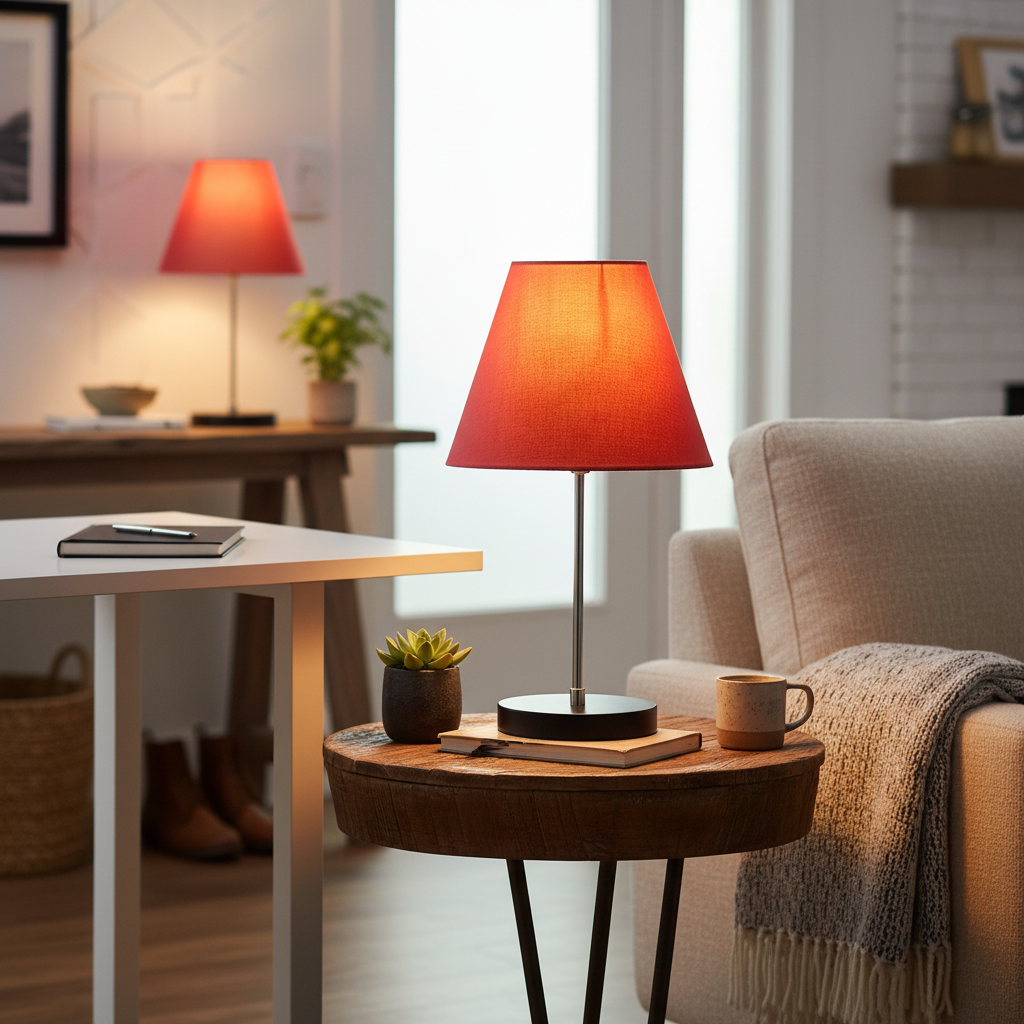 Minimalist Desk Lamp with Black Round Base – Soft Warm Lighting for Living Room & Study, Pack Of 1(Orange) - Image 6