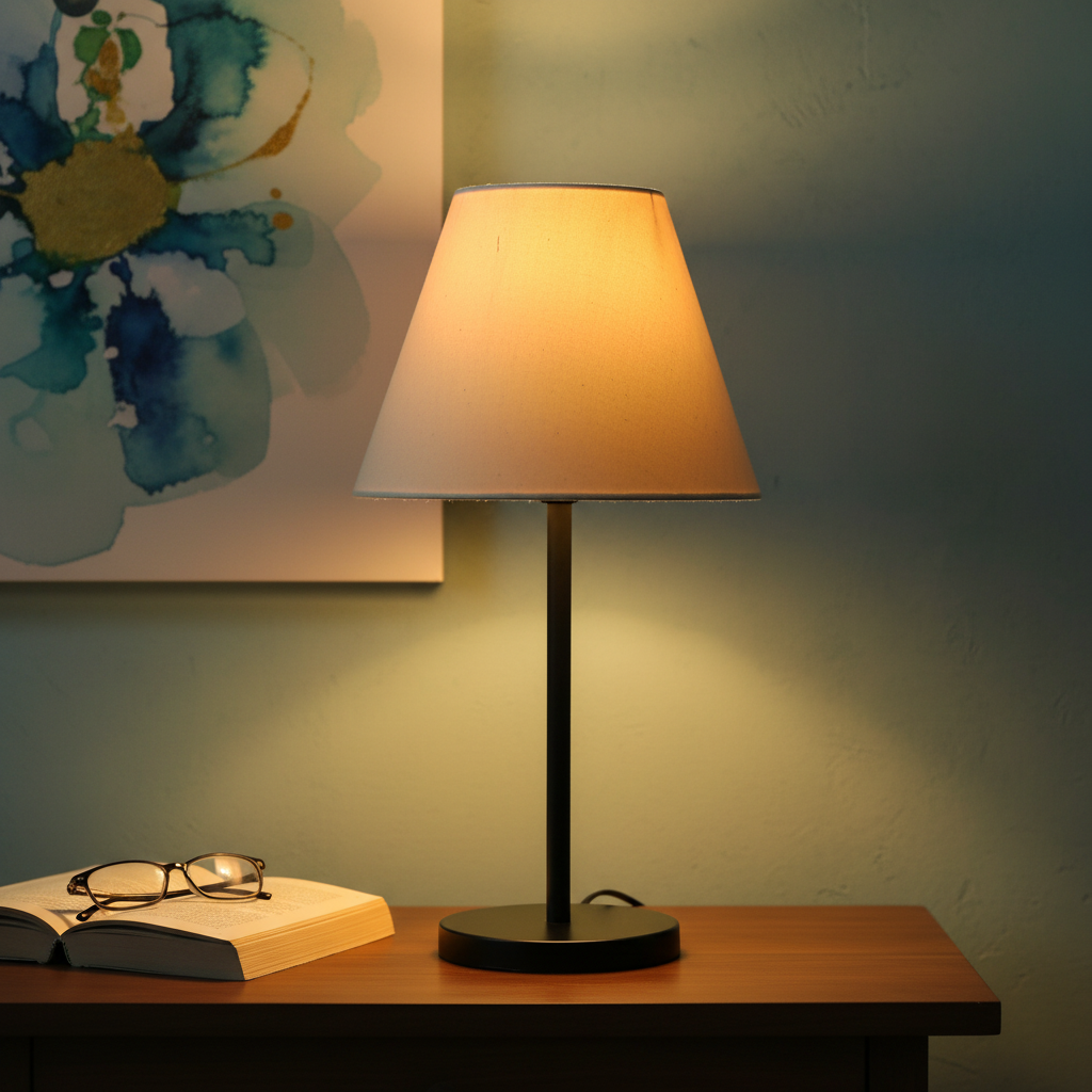 Slim Contemporary Night Lamp – Fabric Shade Accent Light for Home & Office, Pack Of 1(Cream)