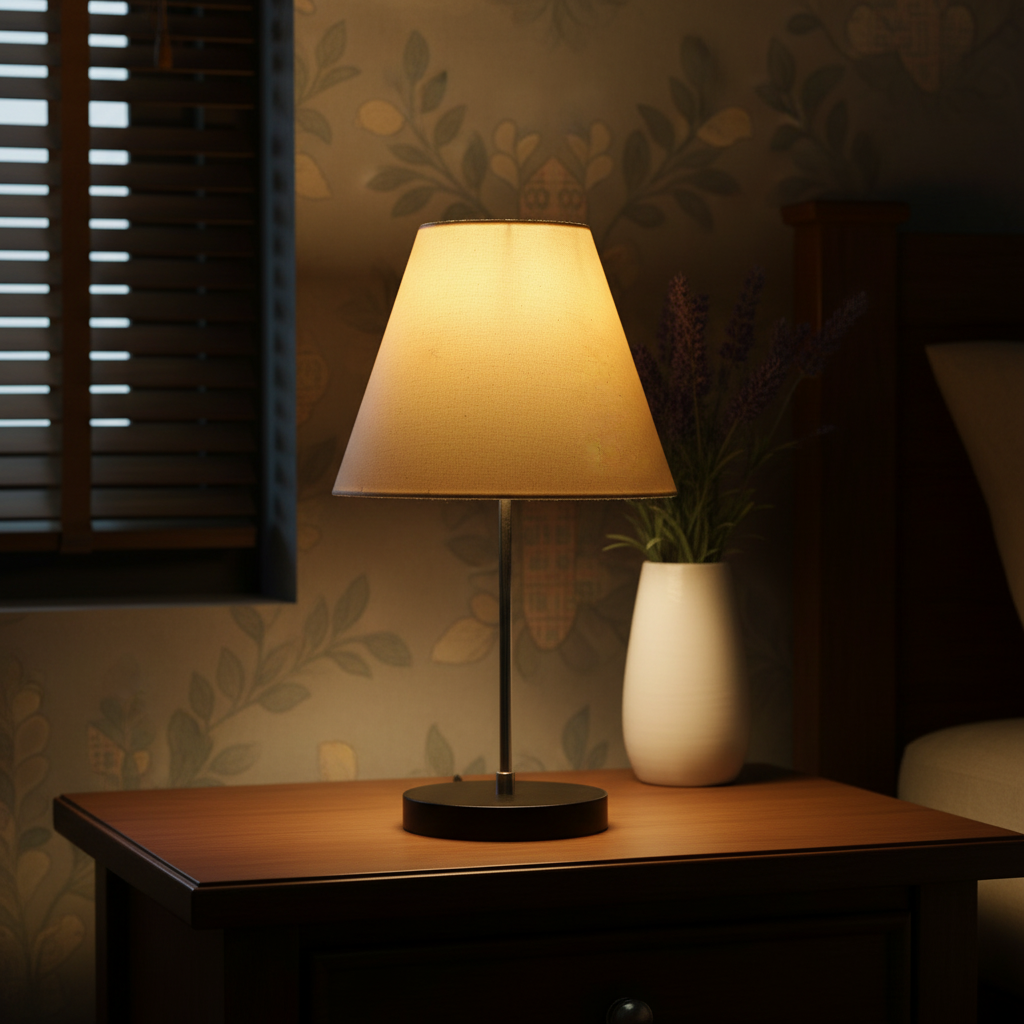 Minimalist Desk Lamp with Black Round Base – Soft Warm Lighting for Living Room & Study, Pack Of 1(White) - Image 8