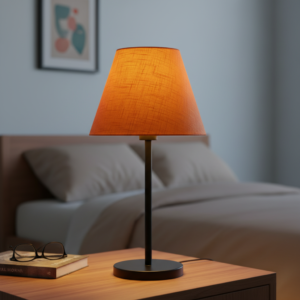 Slim Contemporary Night Lamp – Fabric Shade Accent Light for Home & Office, Pack Of 1(Orange Texture)