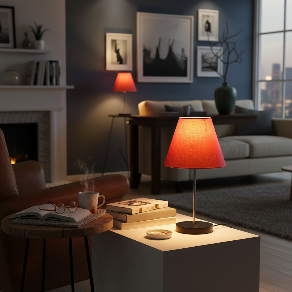 Minimalist Desk Lamp with Black Round Base – Soft Warm Lighting for Living Room & Study, Pack Of 1(Orange) - Image 9