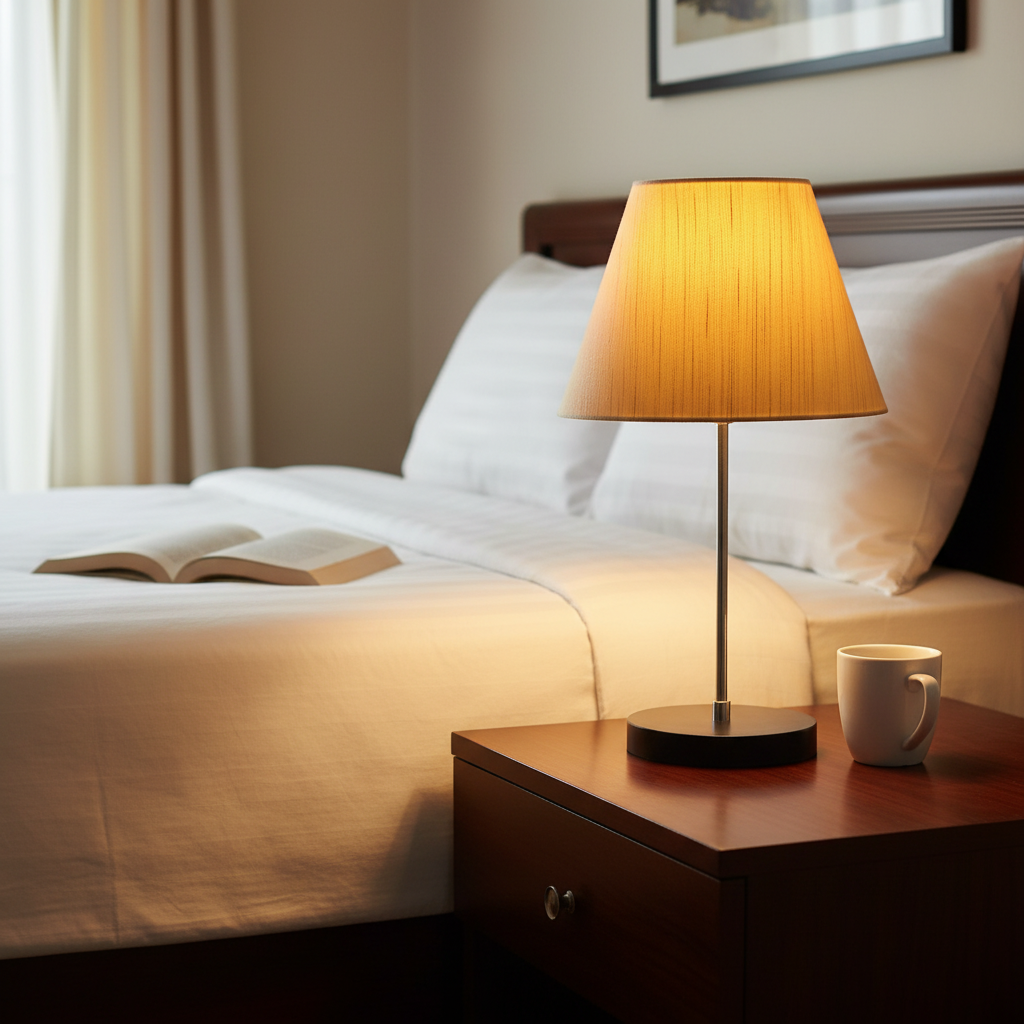 Minimalist Desk Lamp with Black Round Base – Soft Warm Lighting for Living Room & Study, Pack Of 1(Cream Texture) - Image 5