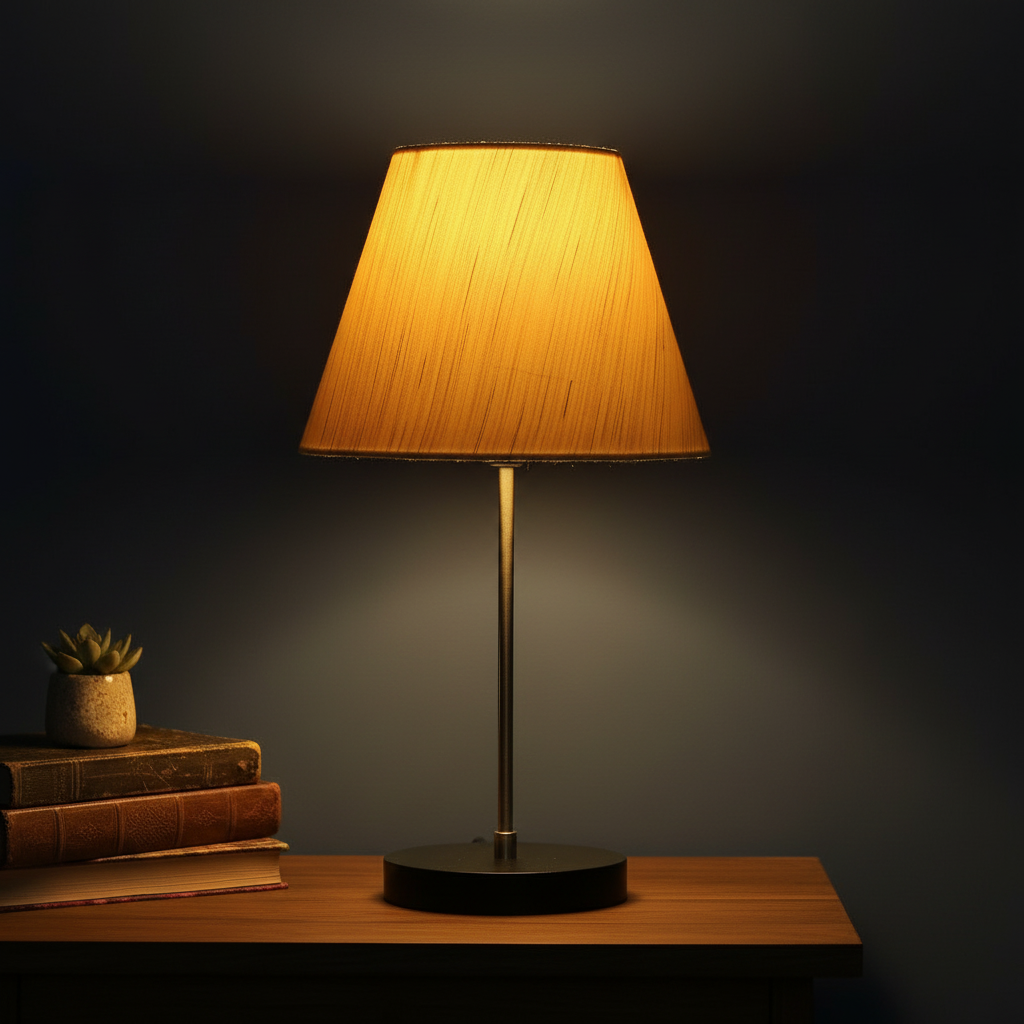 Minimalist Desk Lamp with Black Round Base – Soft Warm Lighting for Living Room & Study, Pack Of 1(Cream Texture) - Image 8