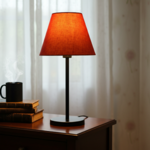 Slim Contemporary Night Lamp – Fabric Shade Accent Light for Home & Office, Pack Of 1(Red Texture)