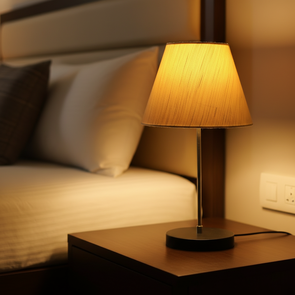 Minimalist Desk Lamp with Black Round Base – Soft Warm Lighting for Living Room & Study, Pack Of 1(Cream Texture) - Image 6