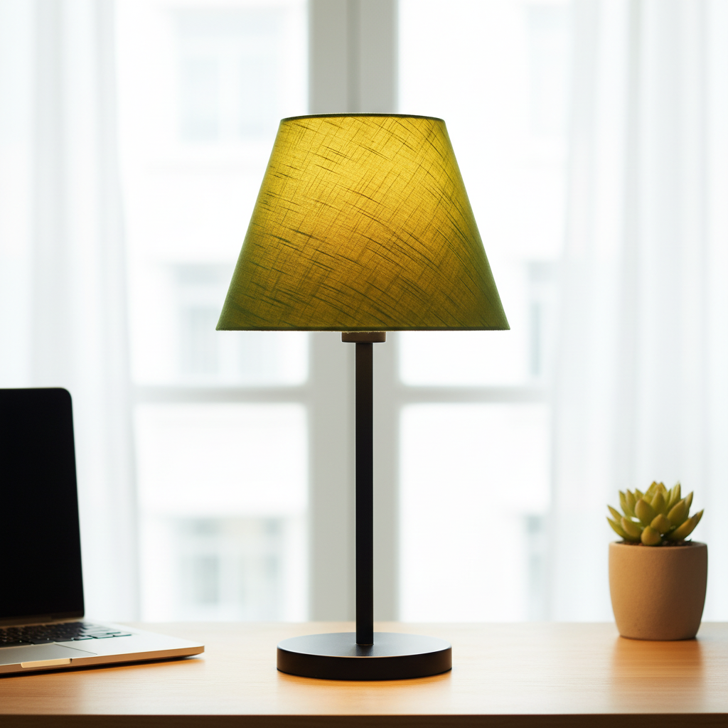 Slim Contemporary Night Lamp – Fabric Shade Accent Light for Home & Office, Pack Of 1(Green Texture)