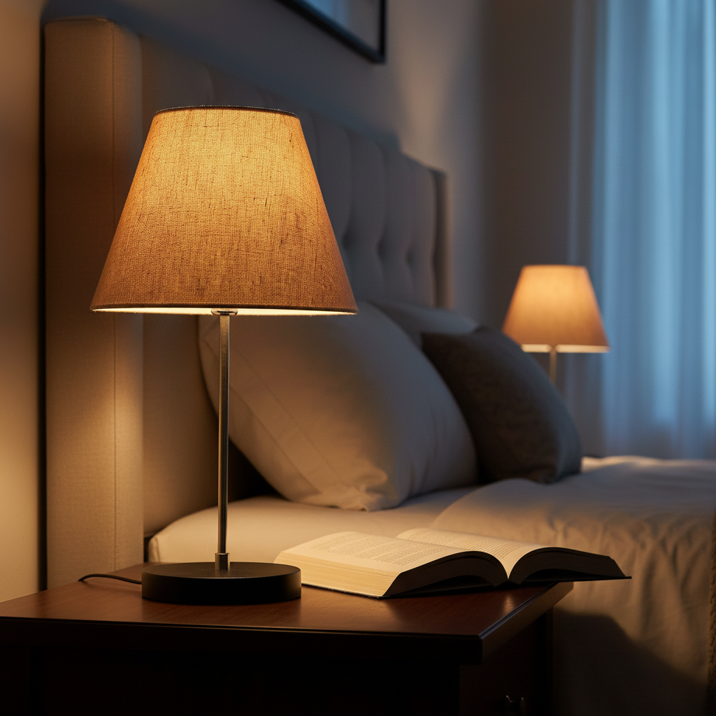 Minimalist Desk Lamp with Black Round Base – Soft Warm Lighting for Living Room & Study, Pack Of 1(Premium Jute) - Image 5