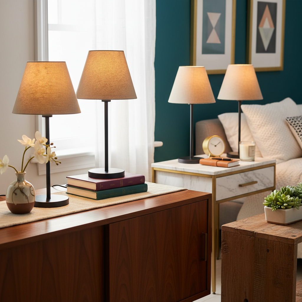 Slim Contemporary Night Lamp – Fabric Shade Accent Light for Home & Office, Pack Of 2(Beige) - Image 6