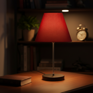 Minimalist Desk Lamp with Black Round Base – Soft Warm Lighting for Living Room & Study, Pack Of 1(Red)