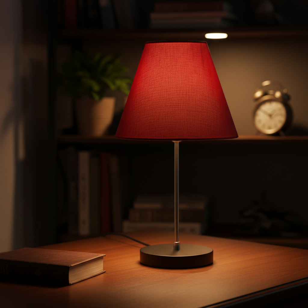 Minimalist Desk Lamp with Black Round Base – Soft Warm Lighting for Living Room & Study, Pack Of 1(Red)