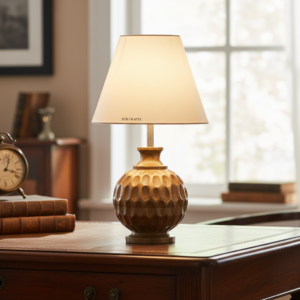 Artisan Carved Wood Table Lamp – Elegant Bedroom & Living Room Accent Light, Pack Of 1(White)