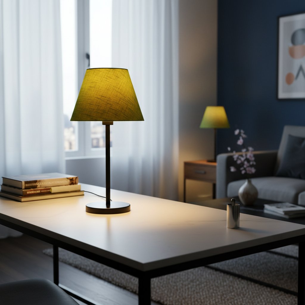 Slim Contemporary Night Lamp – Fabric Shade Accent Light for Home & Office, Pack Of 1(Green Texture) - Image 5