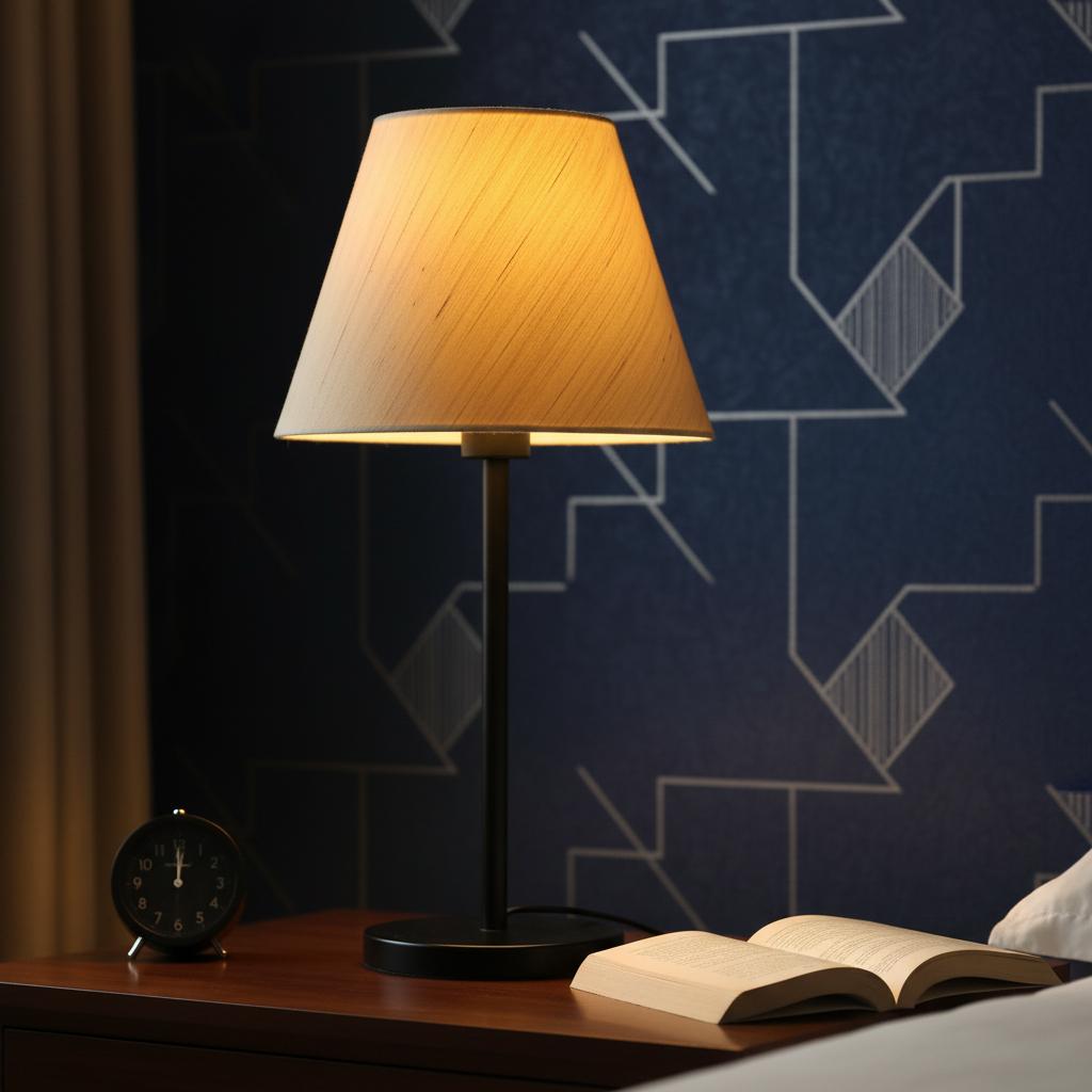 Slim Contemporary Night Lamp – Fabric Shade Accent Light for Home & Office, Pack Of 1(Cream Texture)