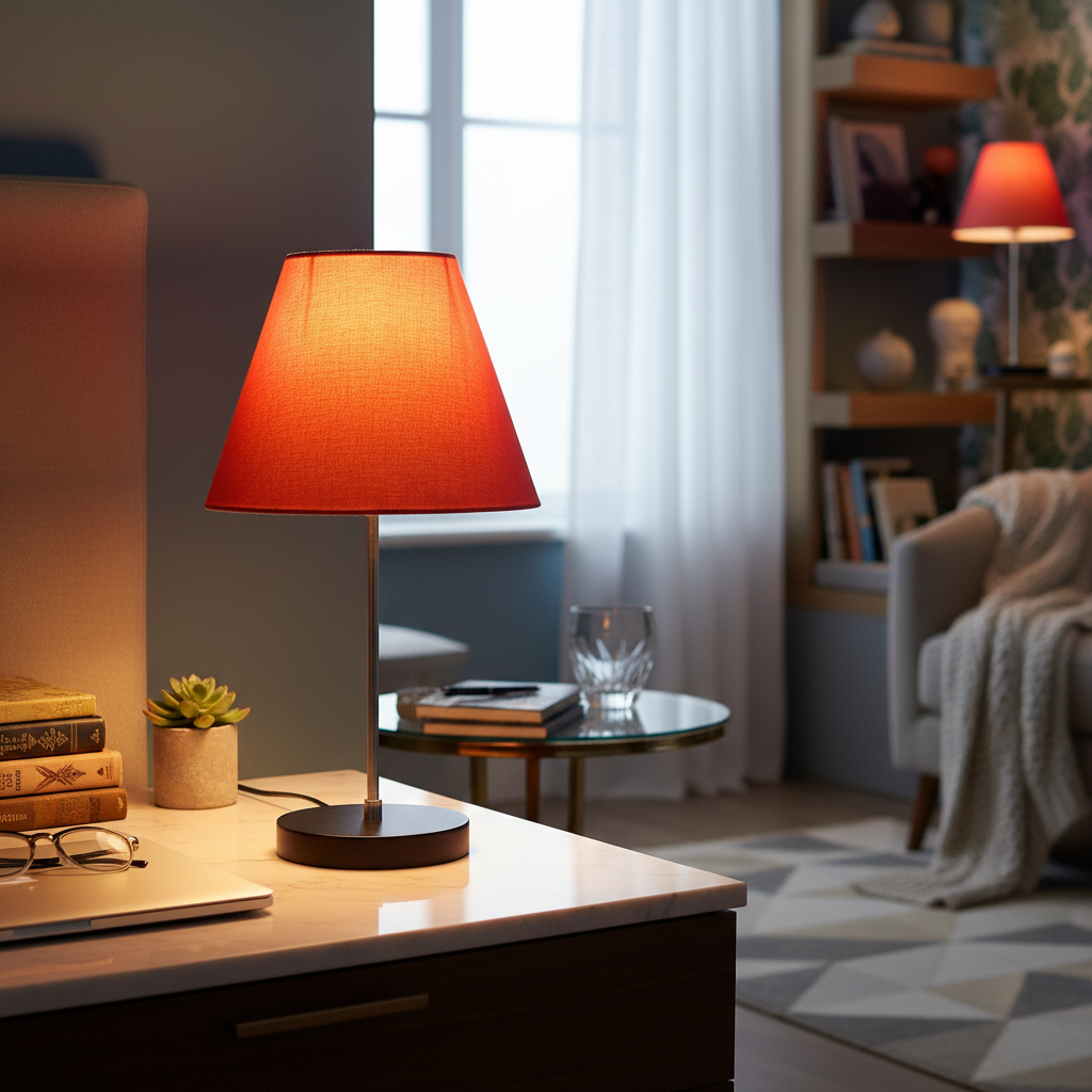 Minimalist Desk Lamp with Black Round Base – Soft Warm Lighting for Living Room & Study, Pack Of 1(Orange) - Image 11