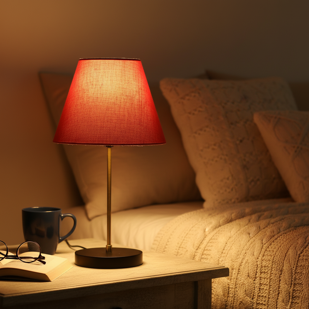 Minimalist Desk Lamp with Black Round Base – Soft Warm Lighting for Living Room & Study, Pack Of 1(Red Texture) - Image 5