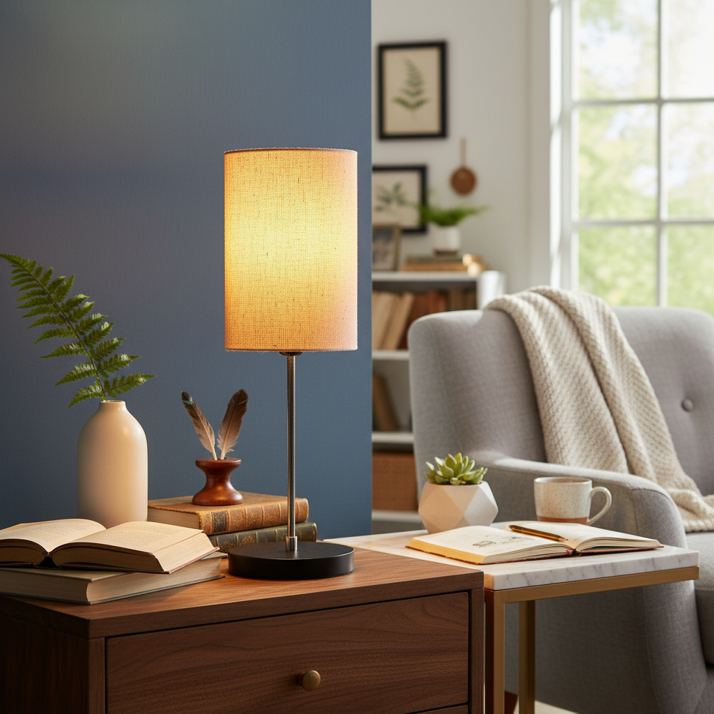 Minimalist Desk Lamp with Black Round Base – Soft Warm Lighting for Living Room & Study, Pack Of 1(Premium Jute Cylinder) - Image 8