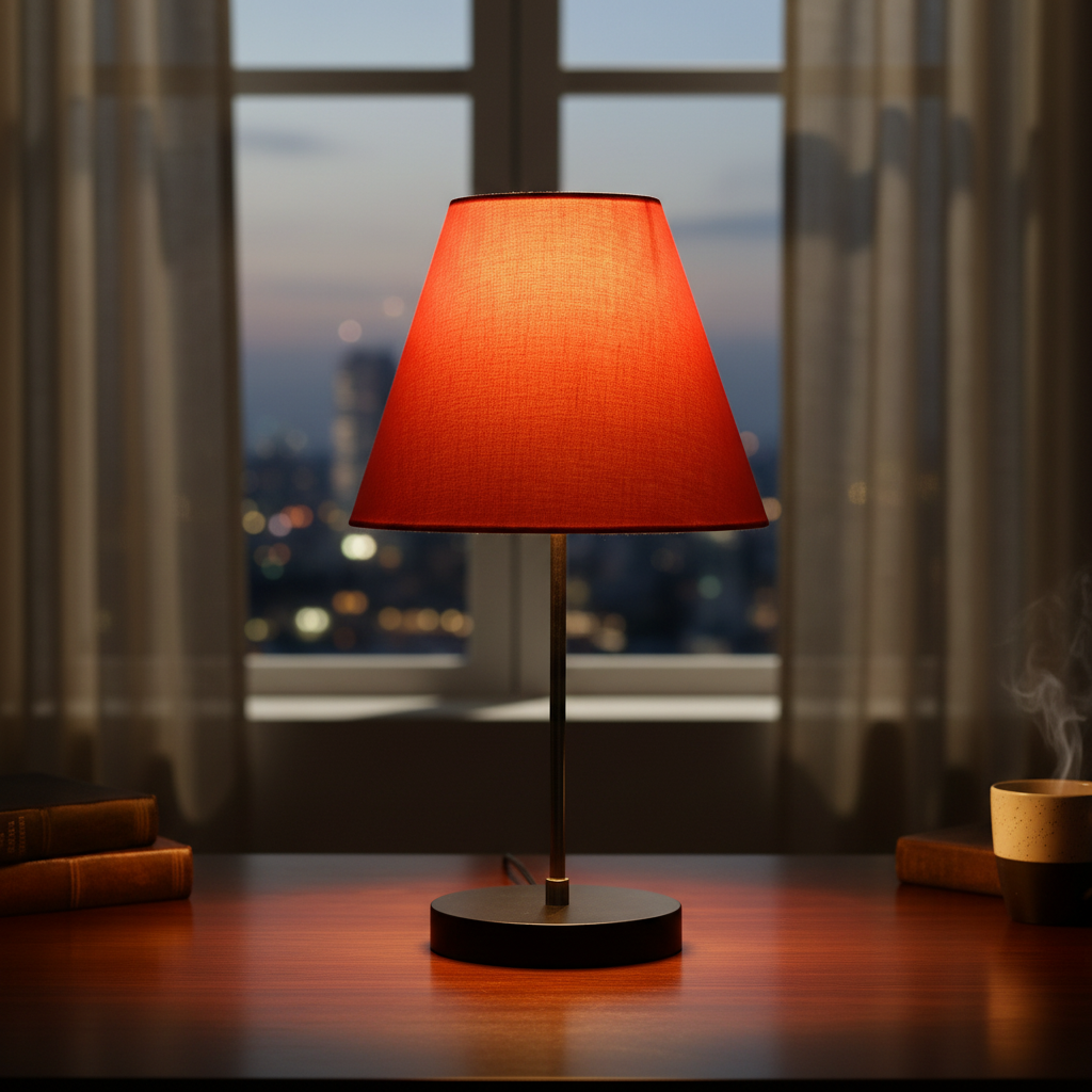 Minimalist Desk Lamp with Black Round Base – Soft Warm Lighting for Living Room & Study, Pack Of 1(Orange)