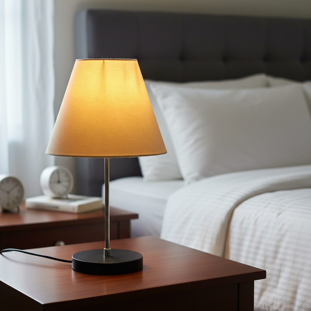 Minimalist Desk Lamp with Black Round Base – Soft Warm Lighting for Living Room & Study, Pack Of 1(White) - Image 6