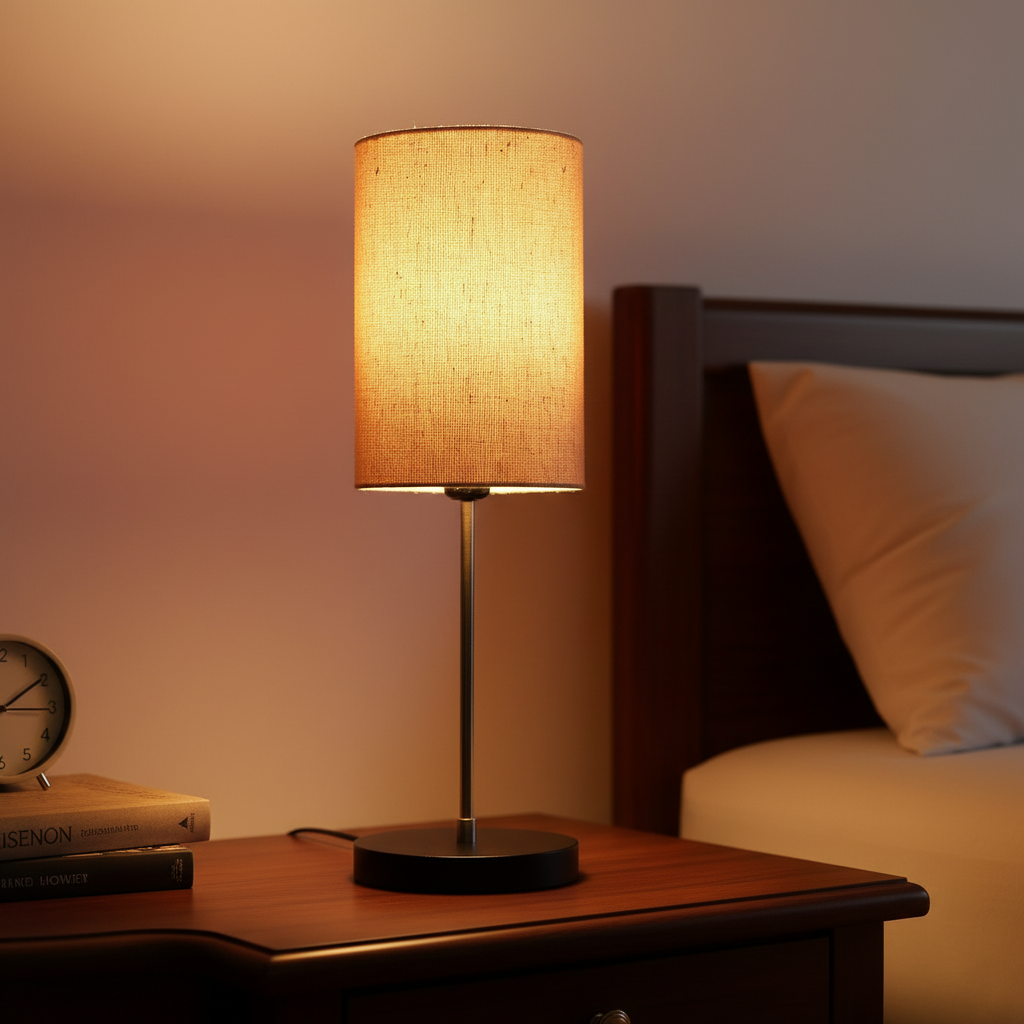 Minimalist Desk Lamp with Black Round Base – Soft Warm Lighting for Living Room & Study, Pack Of 1(Premium Jute Cylinder) - Image 6