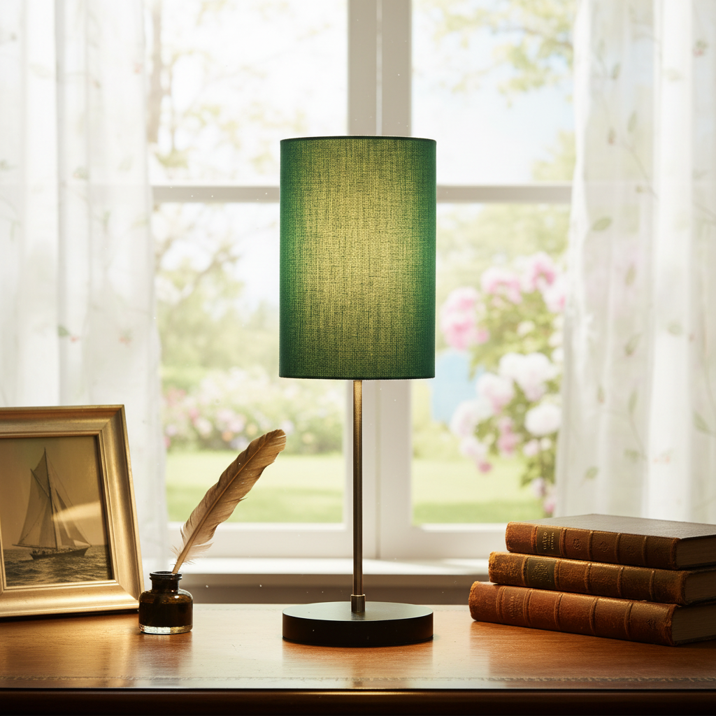 Minimalist Desk Lamp with Black Round Base – Soft Warm Lighting for Living Room & Study, Pack Of 1(Teal Cylinder)