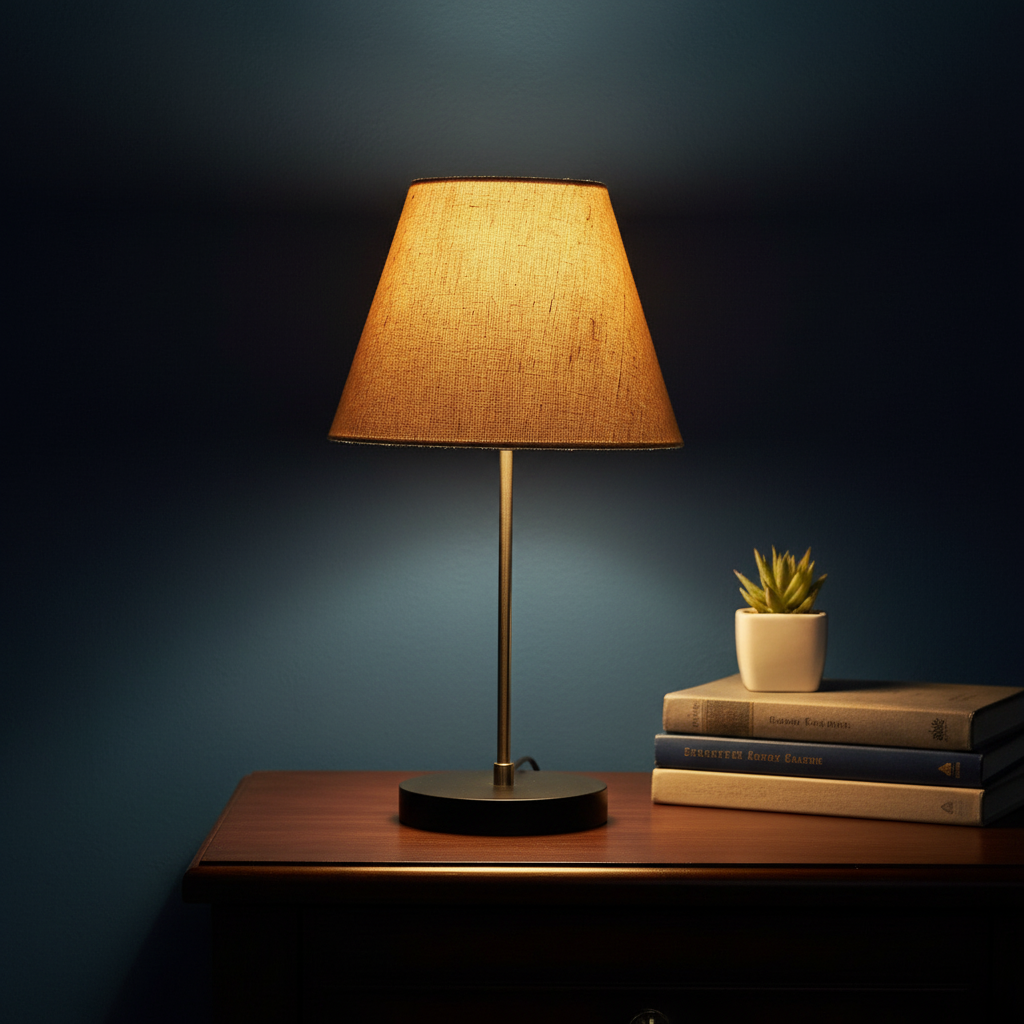 Minimalist Desk Lamp with Black Round Base – Soft Warm Lighting for Living Room & Study, Pack Of 1(Premium Jute) - Image 6