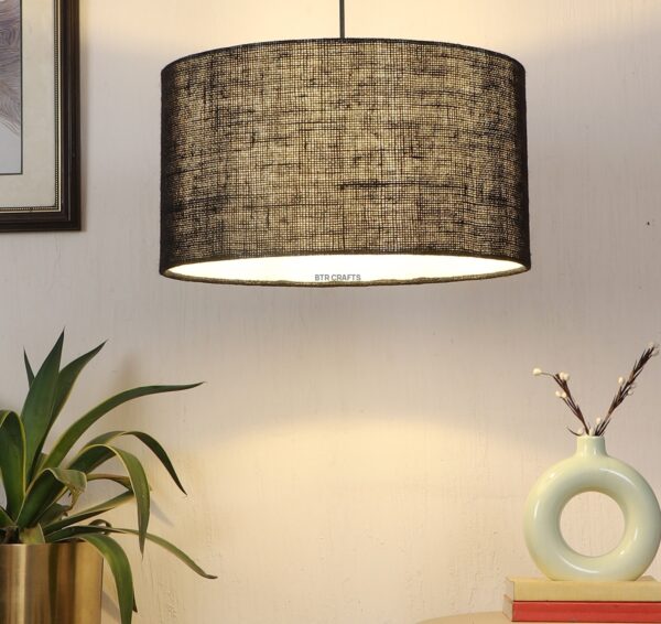 16 Inches Drum Lamp Shade, Suitable For Table and Floor Lamp(Black Jute)