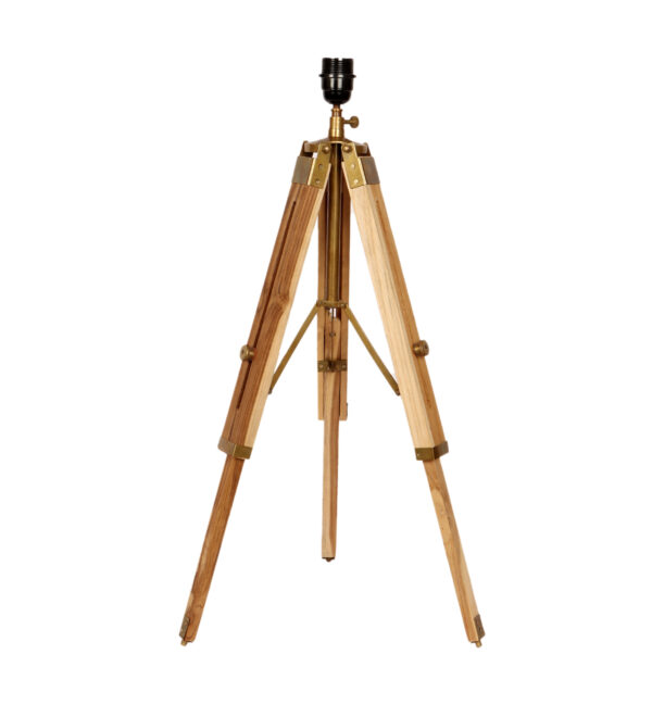 Natural Teak Wood Tripod Table Lamp, Modern Design Standing Lamp For Bedroom, Dining And Living Room - Image 6