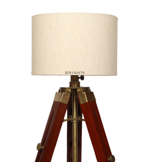 Teak Wood Tripod Table Lamp, Modern Design Standing Lamp For Bedroom, Dining And Living Room - Image 5