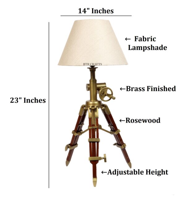 Vintage Tripod Table Lamp, Adjustable Stand, Rustic Vintage Modern Design Standing Lamp For Bedroom, Dining And Living Room - Image 4