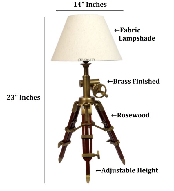 Vintage Tripod Table Lamp, Adjustable Stand, Rustic Vintage Modern Design Standing Lamp For Bedroom, Dining And Living Room - Image 4
