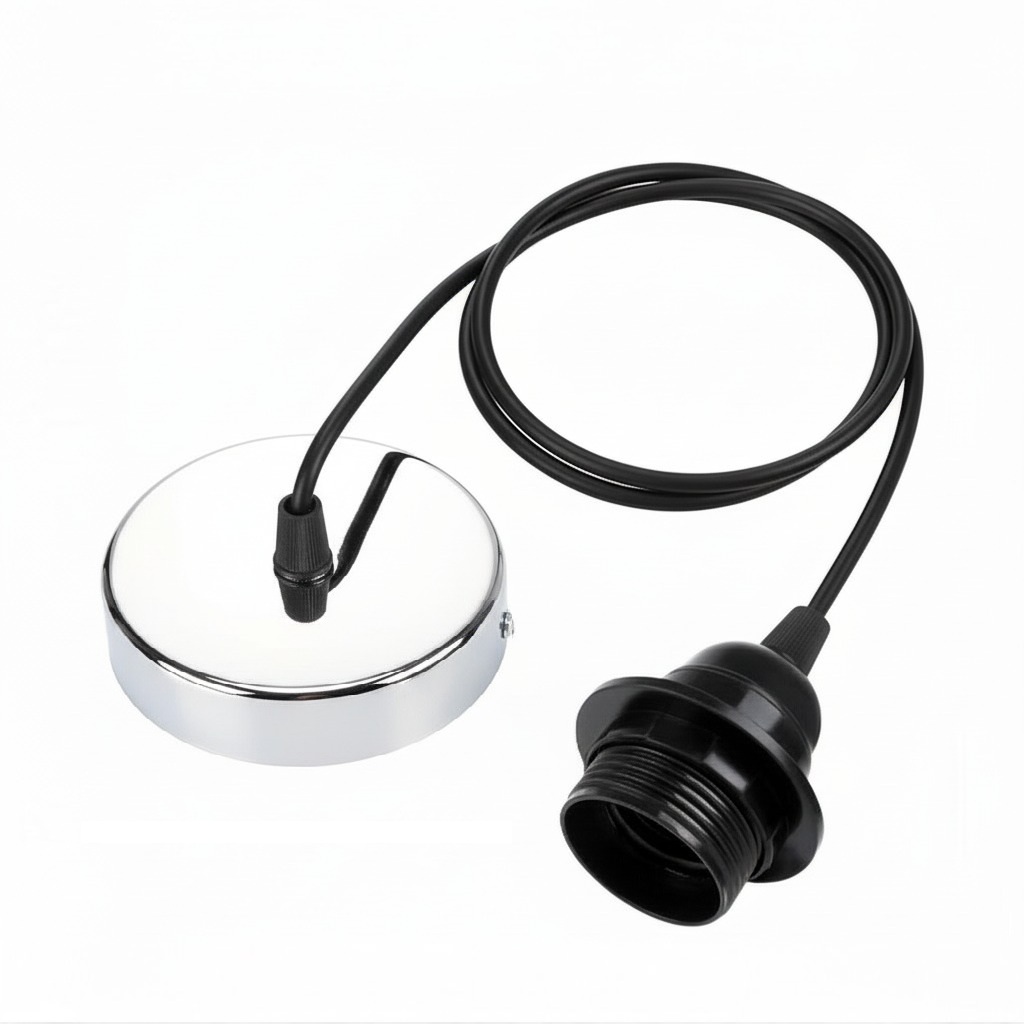 Silver Hanging Lamp Holder Ceiling Canopy, Metal & Chrome(Complete fitting Canopy Set)