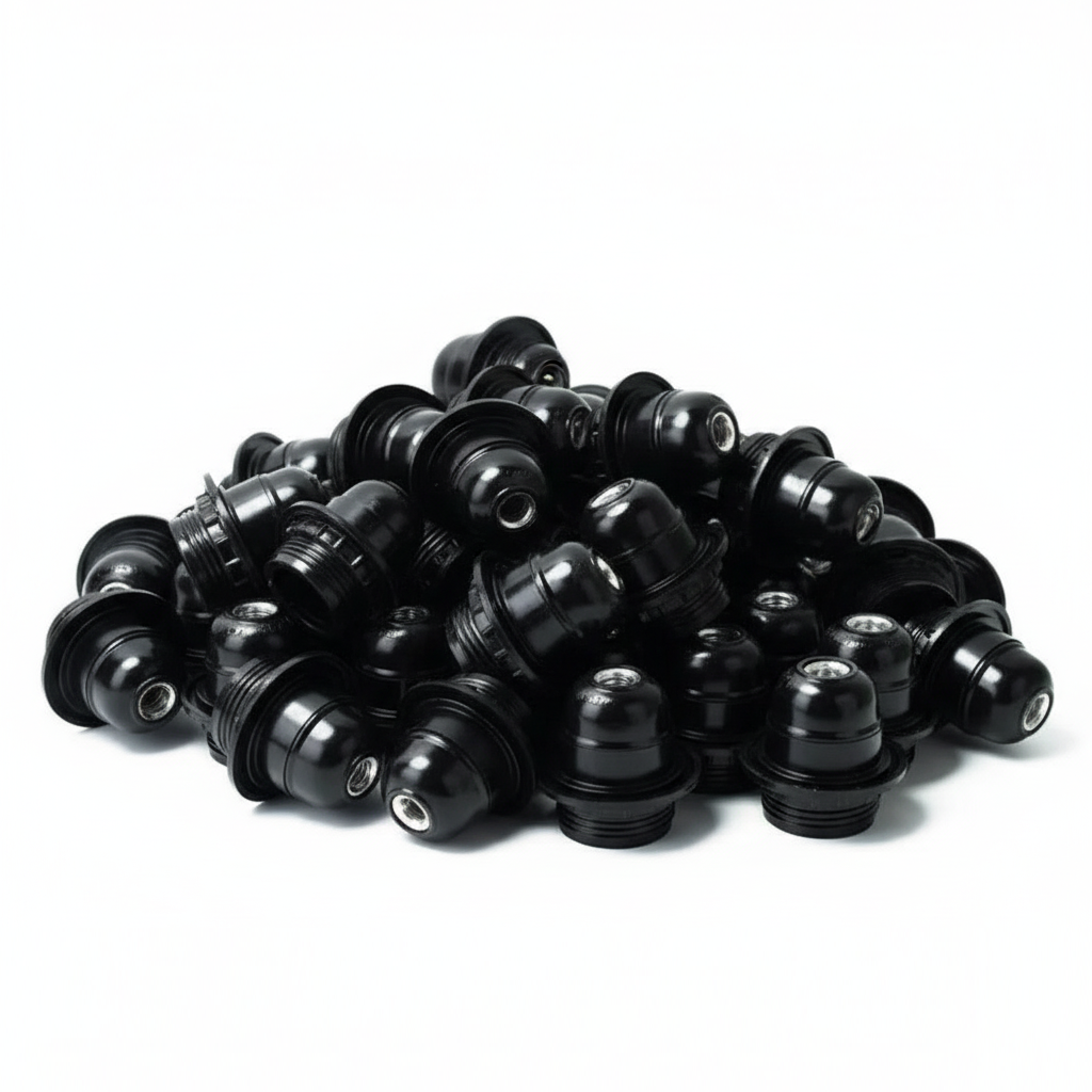 Edison Screw type Holder, E27 Black ring type for table lamps Pack of 50