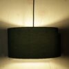 18 Inches Pendant/Hanging Ceiling Light Fixture, Dark Green Drum Shade for Bedroom, Kitchen, Living Room, Dining Table, Lobby, Kitchen, Black/Silver Canopy
