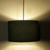 10 Inches Pendant/Hanging Ceiling Light Fixture, Dark Green Drum Shade, for Bedroom, Kitchen, Living Room, Dining Table, Lobby, Kitchen, Silver/Black Canopy