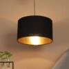 12 Inches Pendant/Hanging Ceiling Light Fixture, Inner Gold Drum Shade, for Bedroom, Kitchen, Living Room, Dining Table, Lobby, Kitchen, Silver/Black Canopy - Image 2