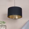12 Inches Pendant/Hanging Ceiling Light Fixture, Inner Gold Drum Shade, for Bedroom, Kitchen, Living Room, Dining Table, Lobby, Kitchen, Silver/Black Canopy - Image 3