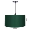 18 Inches Pendant/Hanging Ceiling Light Fixture, Dark Green Drum Shade for Bedroom, Kitchen, Living Room, Dining Table, Lobby, Kitchen, Black/Silver Canopy - Image 3