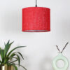 10 Inches Pendant/Hanging Ceiling Light Fixture, Red Jute Drum Shade, for Bedroom, Kitchen, Living Room, Dining Table, Lobby, Kitchen, Silver/Black Canopy - Image 3