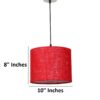 10 Inches Pendant/Hanging Ceiling Light Fixture, Red Jute Drum Shade, for Bedroom, Kitchen, Living Room, Dining Table, Lobby, Kitchen, Silver/Black Canopy - Image 4