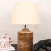Coffee Brown Ribbed Circle Table Lamp, Side lamp for Bedroom, Dinning, Balcony, Office, Hotels & Home Decoration(TAPPER CREAM) - Image 5