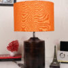 Dark Heavy Matki Ribbed Circle Table Lamp, Side lamp for Bedroom, Dinning, Balcony, Office, Hotels & Home Decoration(ORANGE TEXTURE) - Image 3
