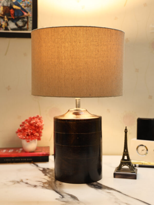 Dark Heavy Matki Ribbed Circle Table Lamp, Side lamp for Bedroom, Dinning, Balcony, Office, Hotels & Home Decoration(PREMIUM JUTE)